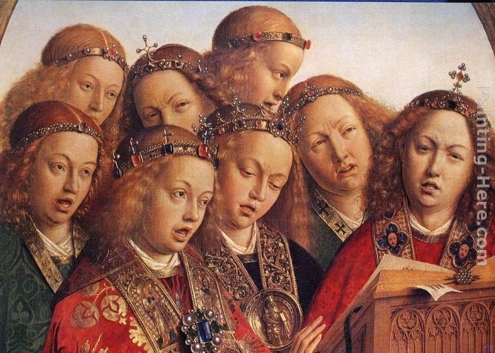 The Ghent Altarpiece Singing Angels [detail] painting - Jan van Eyck The Ghent Altarpiece Singing Angels [detail] art painting